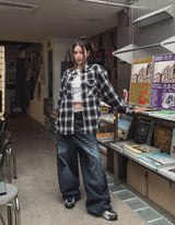 キオツートーンレイヤードデニムパンツ