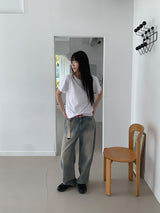 SAND WASHED WIDE JEANS (2C)