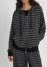 [B-BASIC] Striped Hooded Zip-up