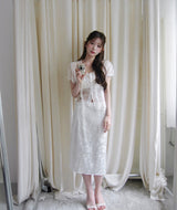 inua matte satin flower midi sk