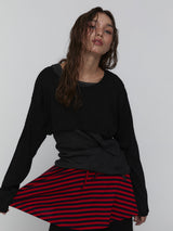 Striped Mini Skirt_Red