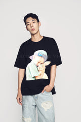 24FW RABBIT HUG BOY BABY FACE SHORT SLEEVE T-SHIRT (OVERSEAS EXCLUSIVE) BLACK