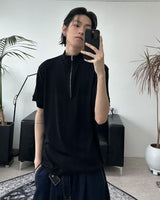 Med Low Cut Half Zip-Up Short Sleeve T-shirt