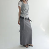 [Lunave] Eyelet Shirring Layered Maxi Long Skirt - 2 Colors