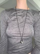 Silver star long necklace
