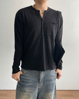 Pochi Slub Henely Neck Long Sleeve T