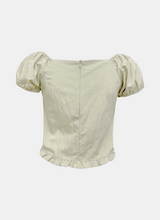 Front Ribbon Puff Blouse