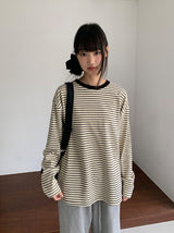 [unisex] Kemppa Stripe Over Round Long Sleeve Tee