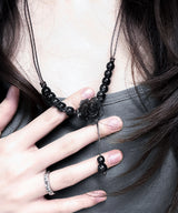 vintage black ローズノットネックレス