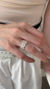 Silver daisy open ring