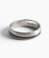NR-302 Curved Black Line Matte Silver Surgical Ring