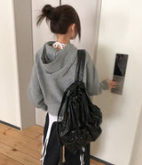 セインハイネックフードニットカーディガン