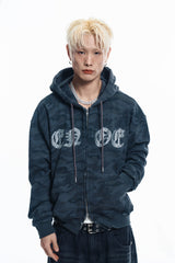 Rhinestone Camo Hoodie - CHARCOAL