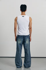 カーブドハーフジップアップスリーブレス(White)