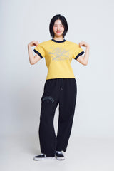 ユニバーサルプリント ½Tシャツ (yellow/navy)