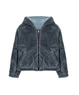 Reversible fleece crop hood zip-up