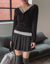 Sob Button Stripe Layered Hood