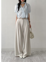 Pomelo Tie Short Sleeve Blouse
