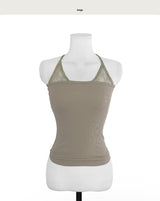 titi halter lace layer sleeveless top