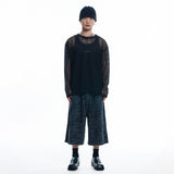 Cut Off Net Knit - BLACK