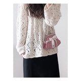 ミディアムレッド ヴィンテージリボン フレームバッグ (handmade bag)
