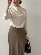 Verona High-Neck Shirred Blouse