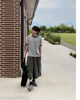 Ribbon Contrast Pocket Cropped Short Sleeve