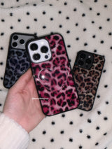 [glass] leopard fur case - pink
