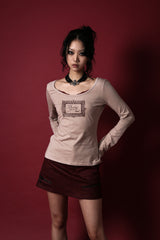 レースフレームTシャツ #ベージュ
