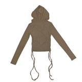 Side shirring crop hoodie