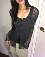 セルメッシュシースルー長袖カーディガン