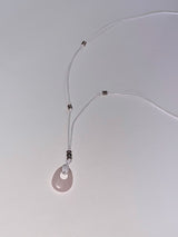 rose quarts vintage leather necklace