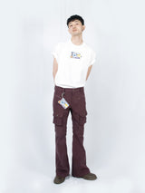 Curved Cargo Flare Pants (Wine)