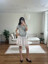 lace satin mini skirt
