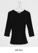 ワンプイUネック/Vネックサイドシアリング7分丈Tシャツ