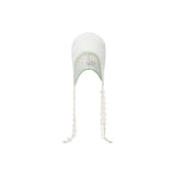 Lace earflap beanie white
