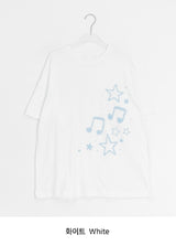 Koge Star Musical Note Printing Loose Fit Short Sleeve Tee
