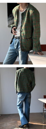 [S/S] Green shine tweed jacket