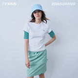 Riverstone Plus Fake Two-Piece Spliced Short Sleeve T-Shirt, Women Tailored Shoulder Slimming Summer Fitted Top