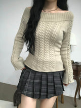 Off-Shoulder Cable Sweater