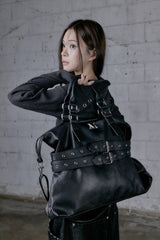 COR FRONT DOUBLE BELTED LEATHER TOTE BAG UNISEX