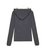 FLOWER PATCH HOODIE LONG SLEEVE CHARCOAL