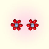 [MADE]レッドベルフラワービーズピアス
