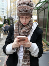 Sof Knit Hat&Neck Warmer_Melange Brown