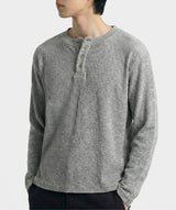 ワッフルクロップヘンリーネックTシャツ メランジ