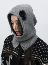handmade knit flower brooch set - black