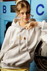 Concept College Cursive Logo Waffle Hoodie / Melange Gray [Unisex]