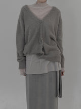 Loose-fit V-neck fur cardigan
