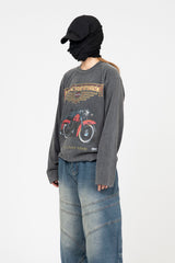 Motorcycle Vintage Crop Long Sleeve T-Shirt