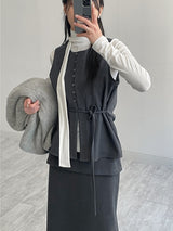 [Setup Available/FW] Lanba Ribbed Layered Long Skirt